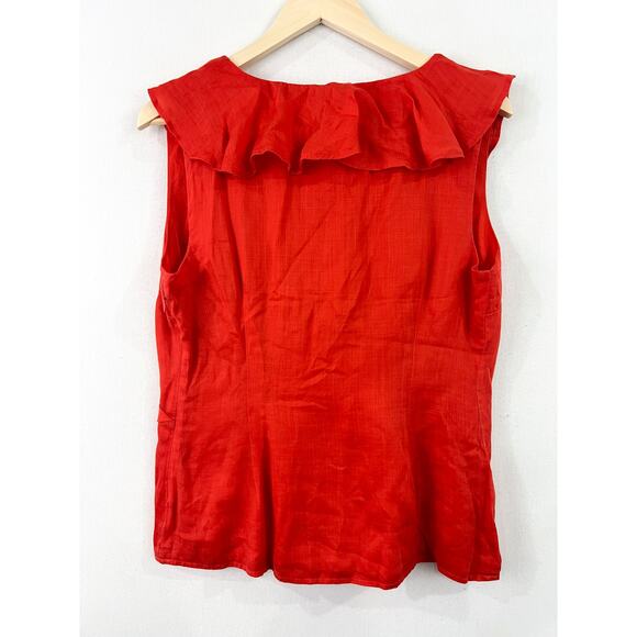 Boden Alicia Red Ruffle Sleeveless Blouse 8 Festive Valentines Sleeveless - Picture 3 of 6